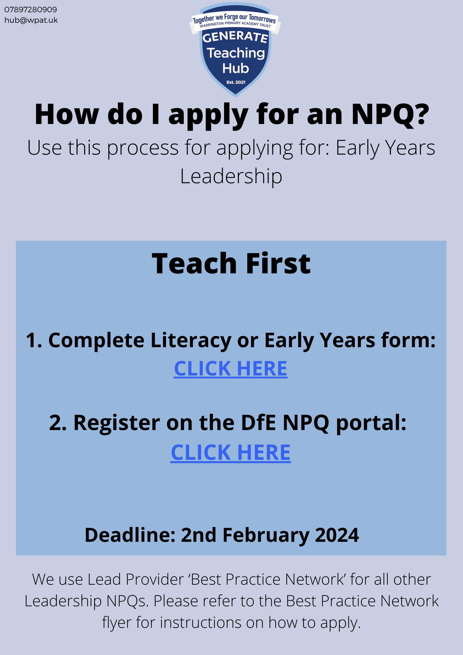 Early Years Leadership NPQ with Teach First